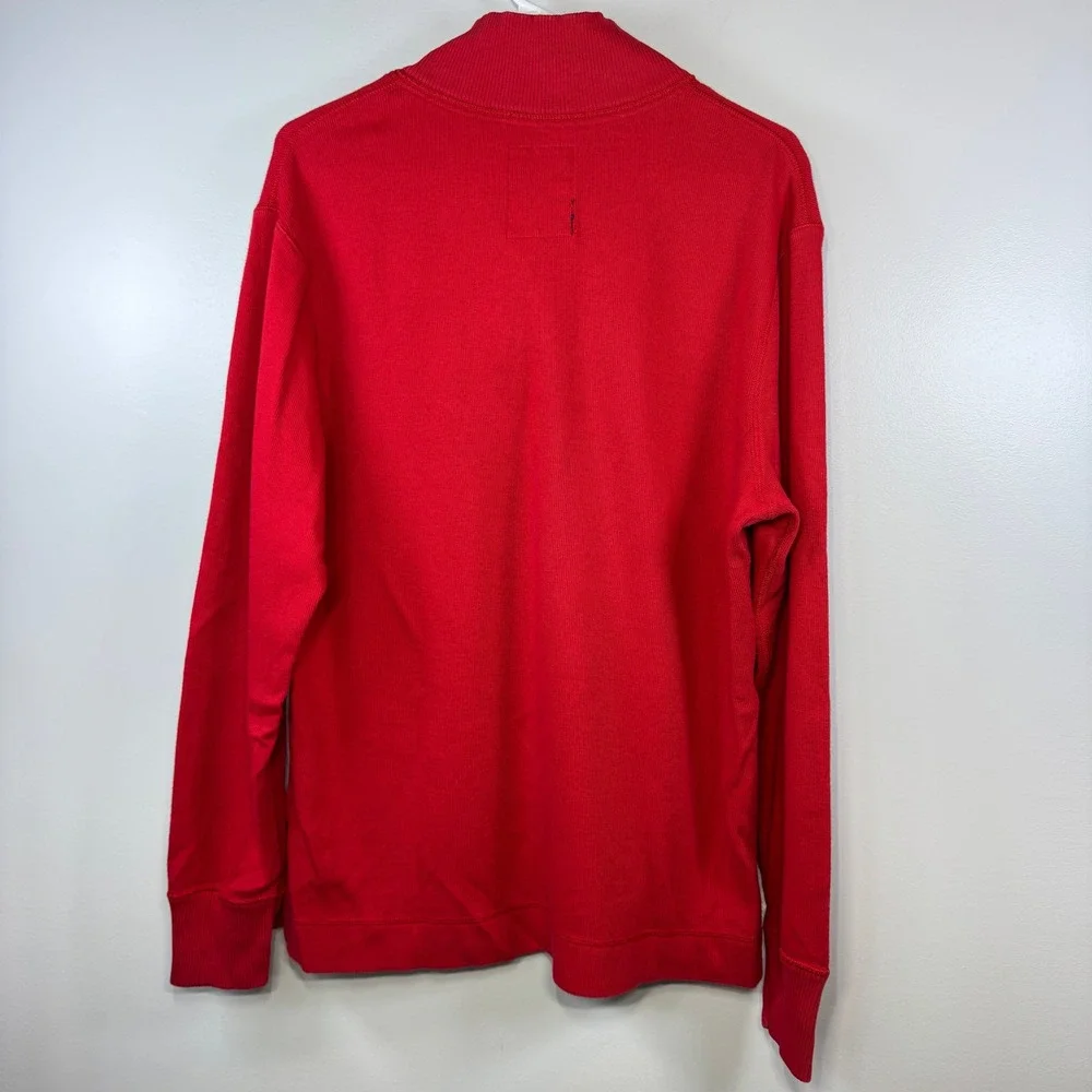 American Eagle Outfitters Athletic Fit Quarter Button Pullover Mens L Red Preppy